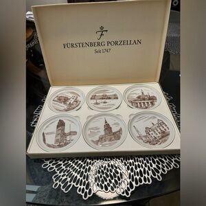 Set Of 6 Porcelain Coasters By Furstenberg W. Germany In Original Box